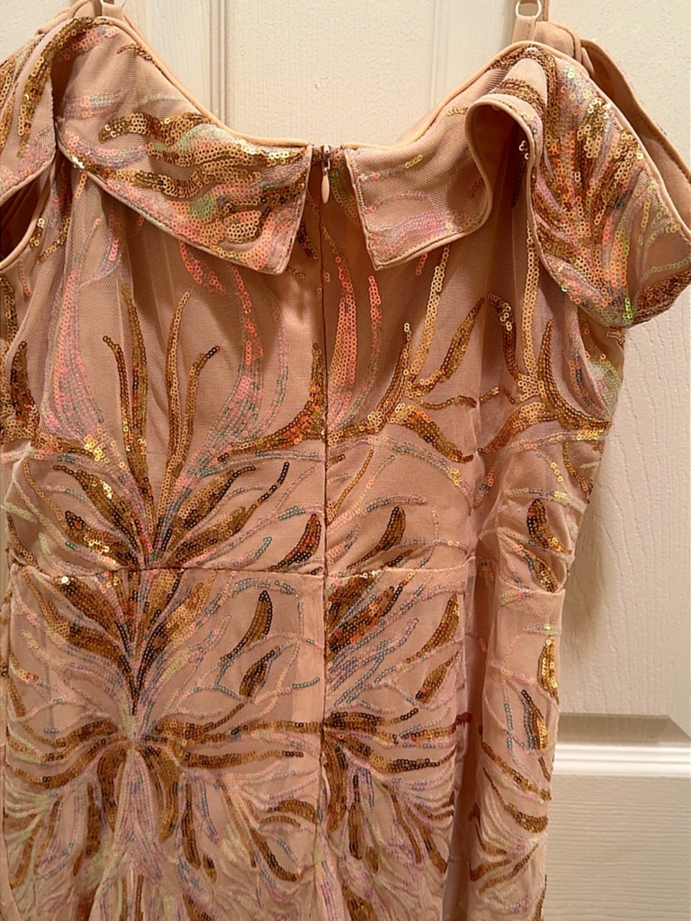 Blush Sequin Evening Gown - Pink & Gold Embellishment - Picture 8 of 10